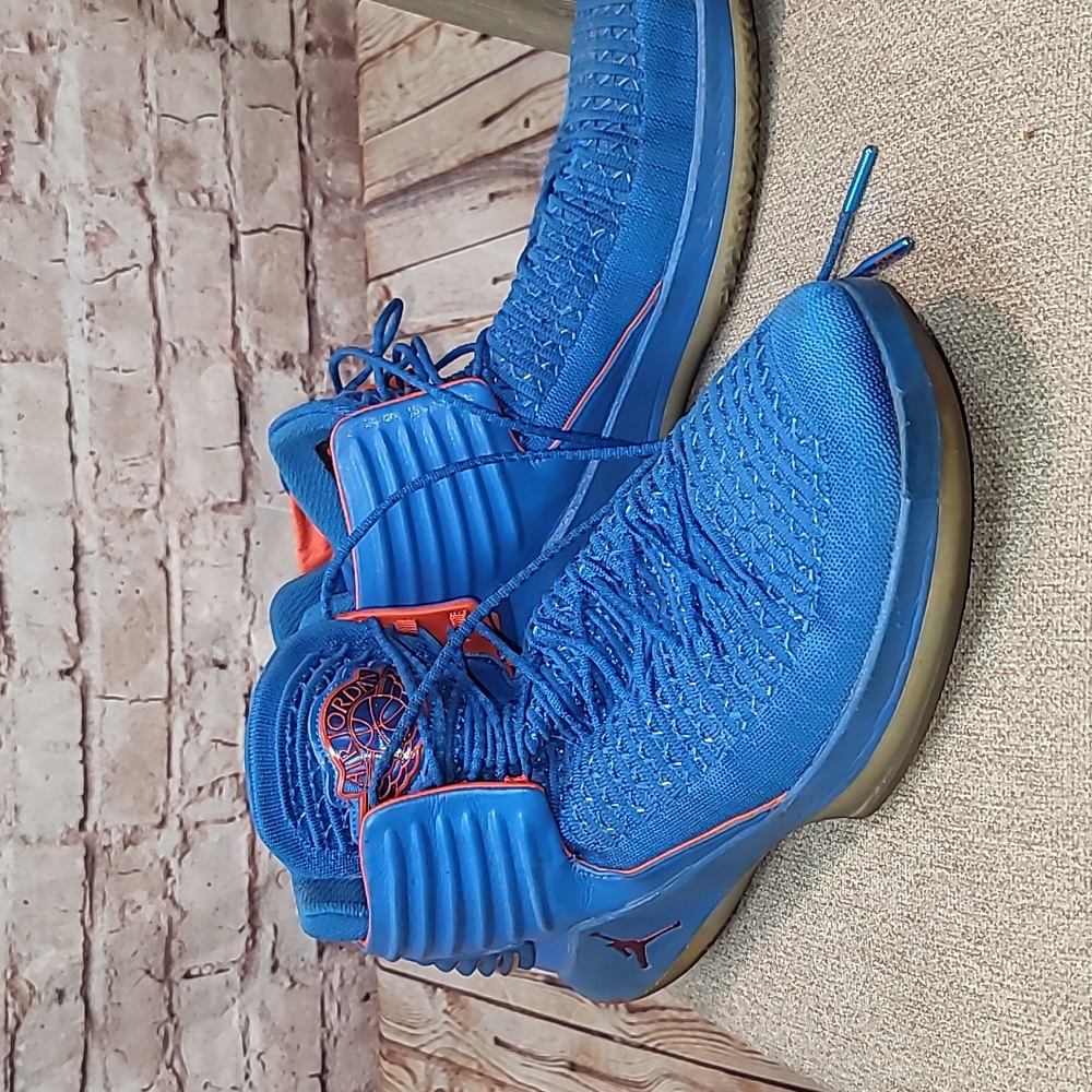 Jordan Men's Blue with Orange Accents High-Top Sneakers RARE